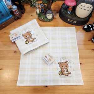 일본 산엑스 리락쿠마 곰돌이 캐릭터 유치원 어린이집 타월 손수건 핸드 타월(노랑)