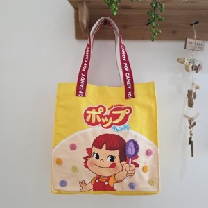 페코짱 미니 토트백 캐릭터 캔버스백 산책 외출 도시락 가방 캐릭터 에코백 (캔디)