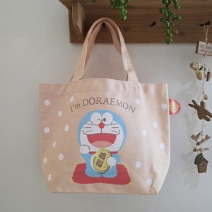 도라에몽 코튼 토트백 귀여운 캐릭터 가방 미니 에코백 외출 도시락 가방 (마네키네코)