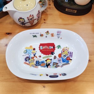 일본 에꾸뜨 캐릭터 도기 카레 파스타 샐러드 디저트 접시 타원 볼 그릇(전화)
