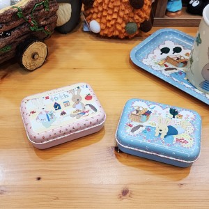 일본 르 슈크레 귀여운 토끼 캐릭터 소품 수납 정리함 철제 틴 케이스