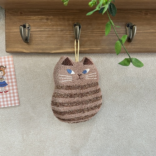 일본 데꼴 고양이 수세미 주방 설거지 스펀지